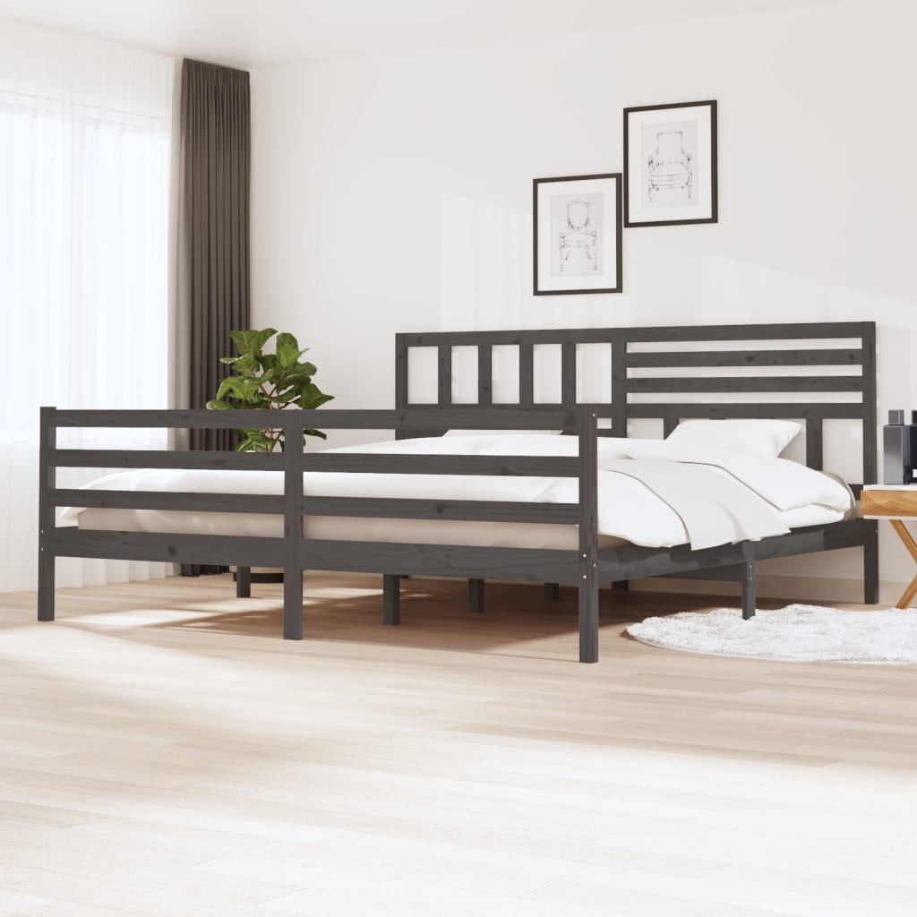 Bedframe massief hout grijs 200x200 cm is nu te koop bij PeponiXL, paradijselijk wonen!