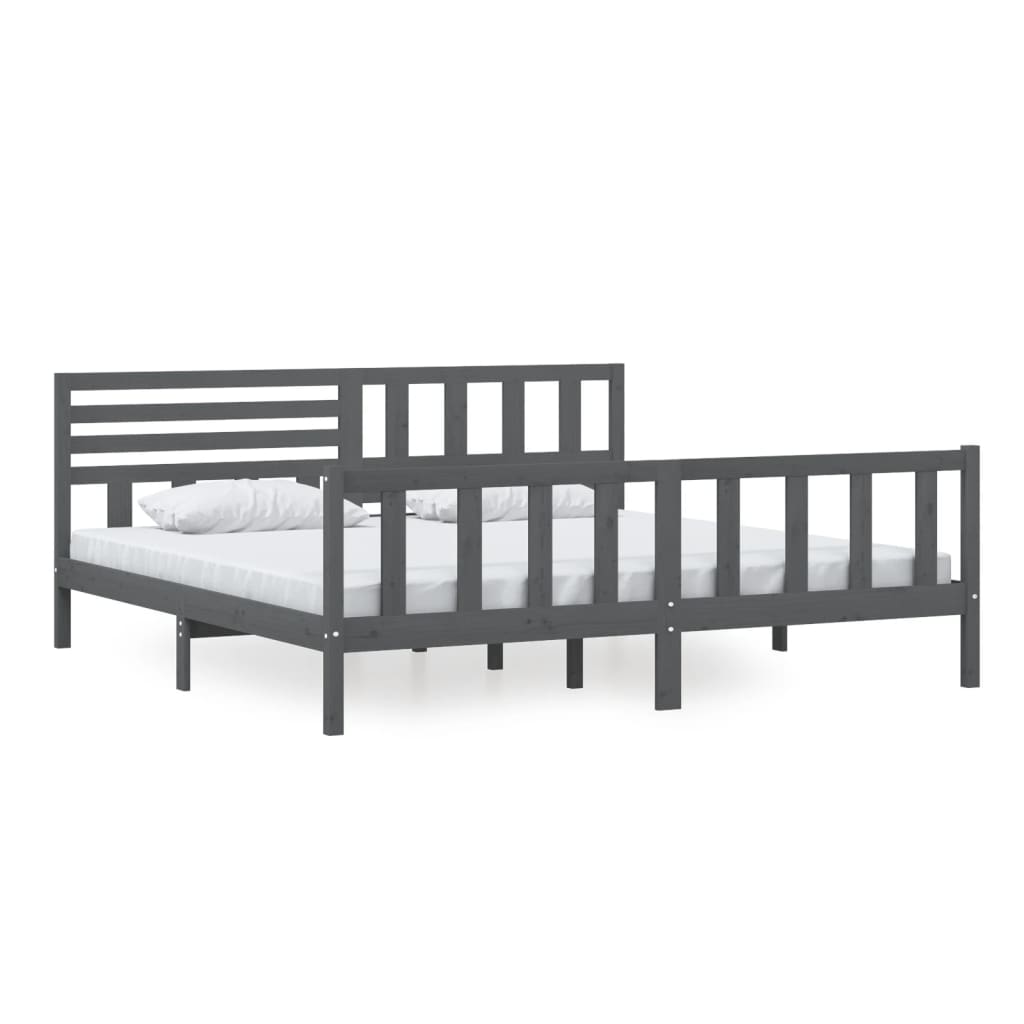 Bedframe massief hout grijs 200x200 cm is nu te koop bij PeponiXL, paradijselijk wonen!
