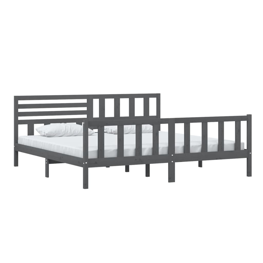 Bedframe massief hout grijs 200x200 cm is nu te koop bij PeponiXL, paradijselijk wonen!