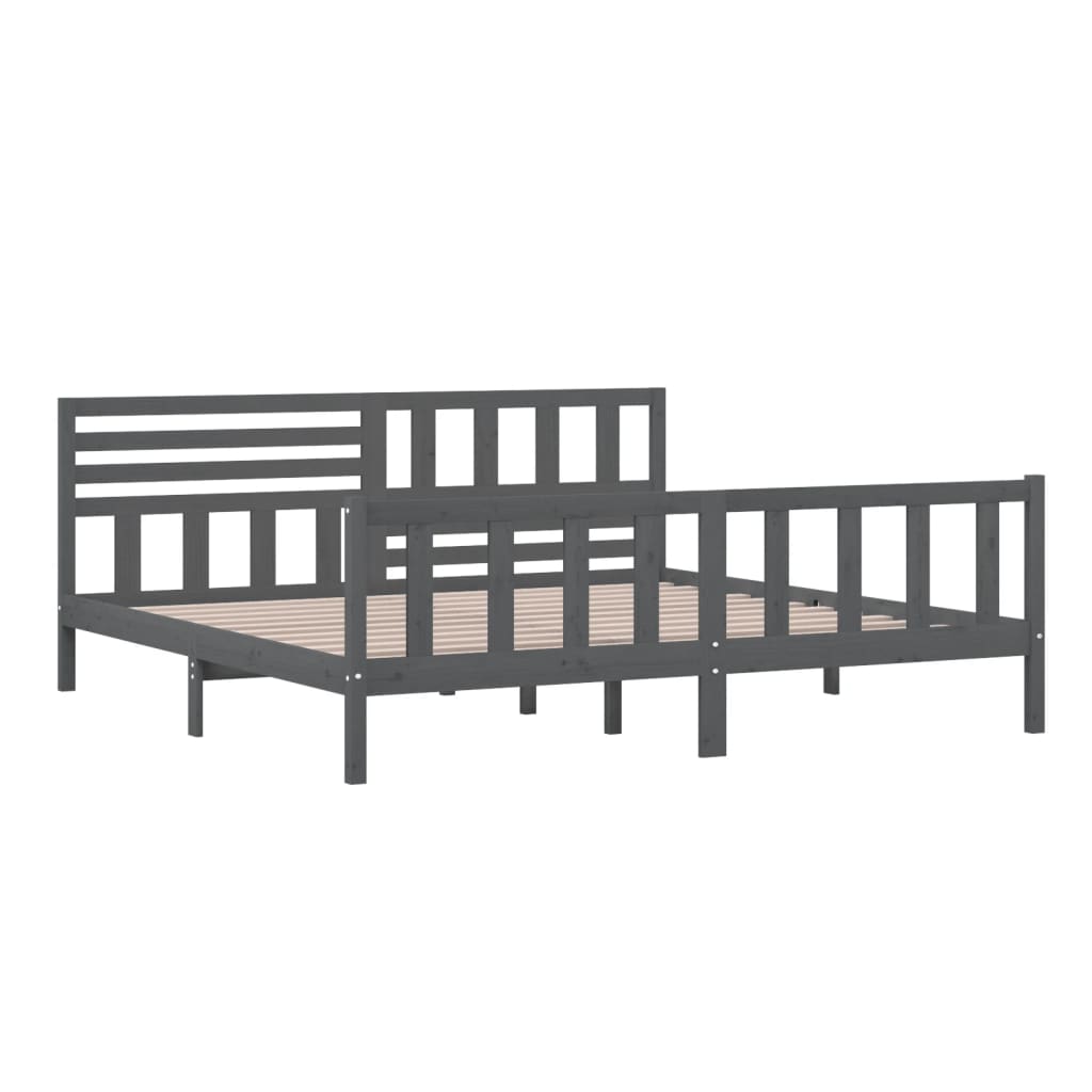 Bedframe massief hout grijs 200x200 cm is nu te koop bij PeponiXL, paradijselijk wonen!