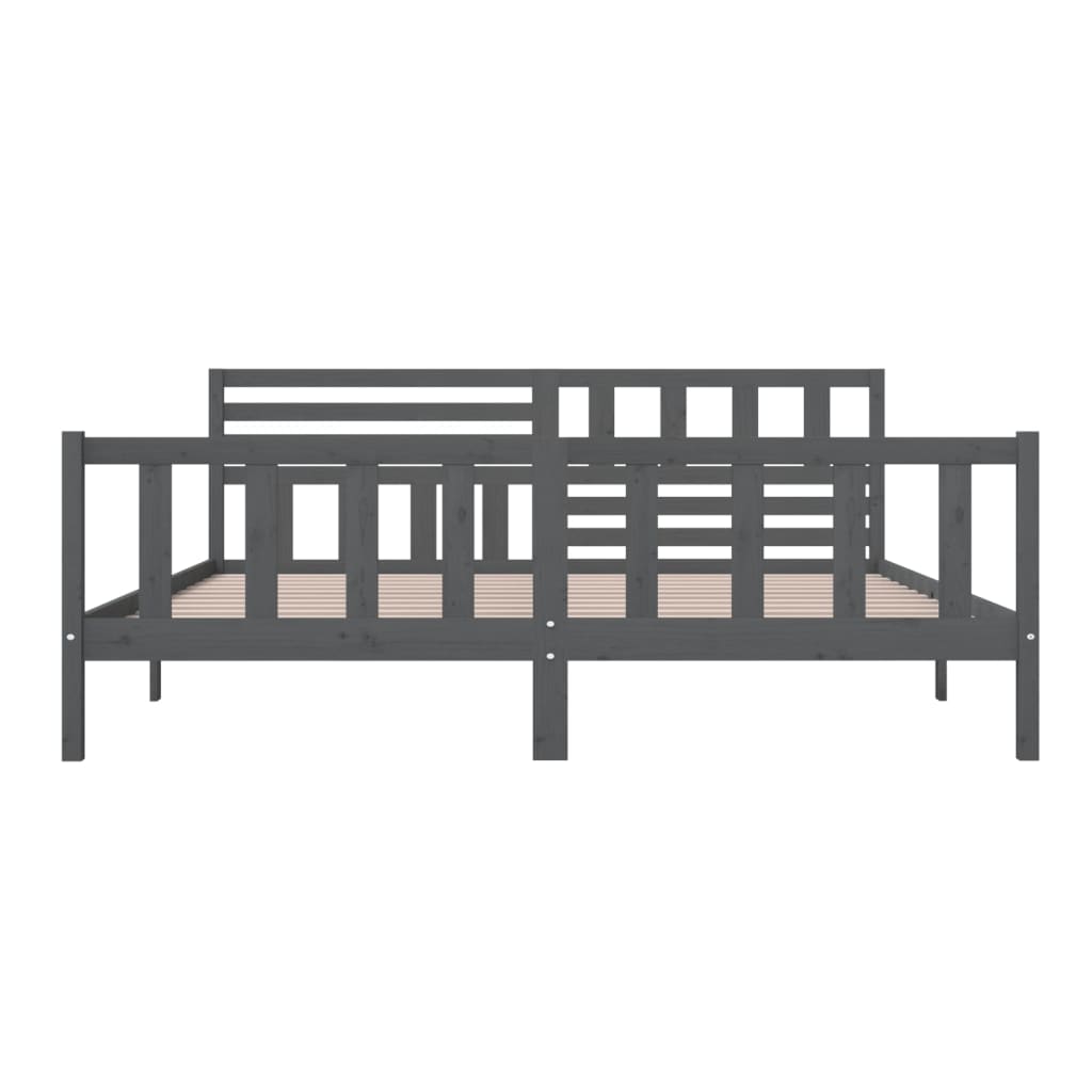 Bedframe massief hout grijs 200x200 cm is nu te koop bij PeponiXL, paradijselijk wonen!