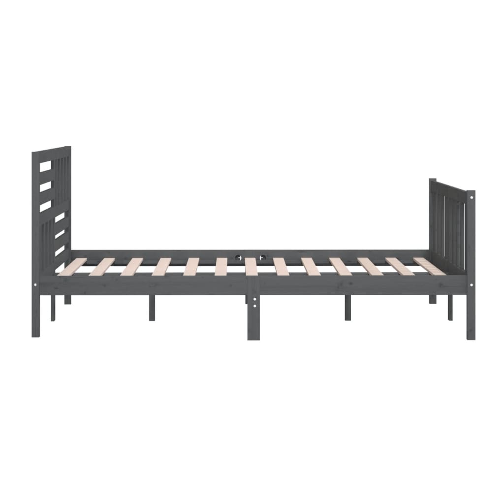 Bedframe massief hout grijs 200x200 cm is nu te koop bij PeponiXL, paradijselijk wonen!