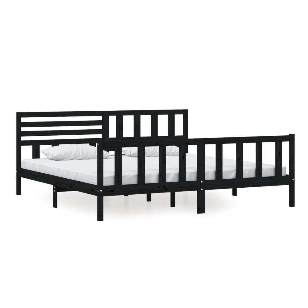 Bedframe massief hout zwart 200x200 cm is nu te koop bij PeponiXL, paradijselijk wonen!