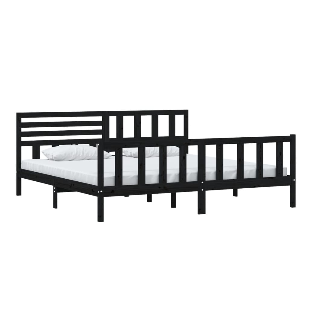 Bedframe massief hout zwart 200x200 cm is nu te koop bij PeponiXL, paradijselijk wonen!