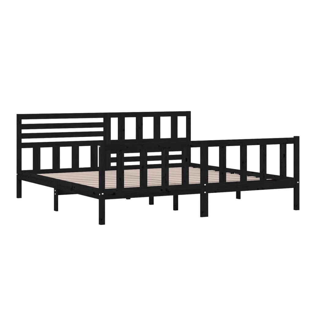 Bedframe massief hout zwart 200x200 cm is nu te koop bij PeponiXL, paradijselijk wonen!