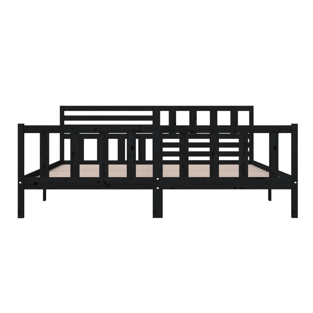 Bedframe massief hout zwart 200x200 cm is nu te koop bij PeponiXL, paradijselijk wonen!