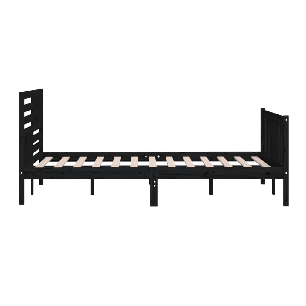 Bedframe massief hout zwart 200x200 cm is nu te koop bij PeponiXL, paradijselijk wonen!