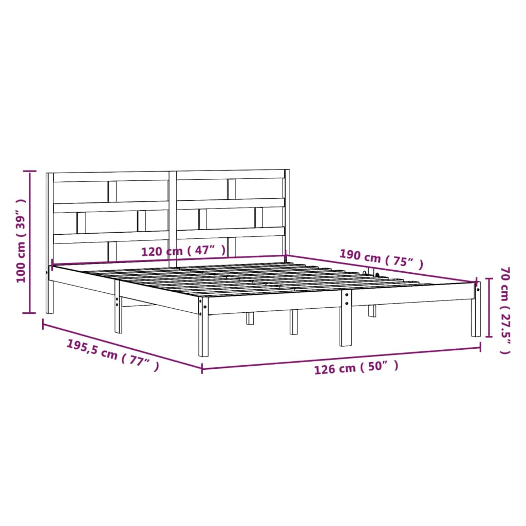 Bedframe massief hout 120x190 cm is nu te koop bij PeponiXL, paradijselijk wonen!