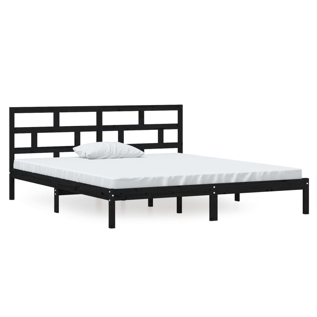 Bedframe massief hout zwart 135x190 cm is nu te koop bij PeponiXL, paradijselijk wonen!
