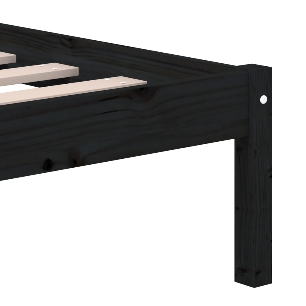 Bedframe massief hout zwart 135x190 cm is nu te koop bij PeponiXL, paradijselijk wonen!
