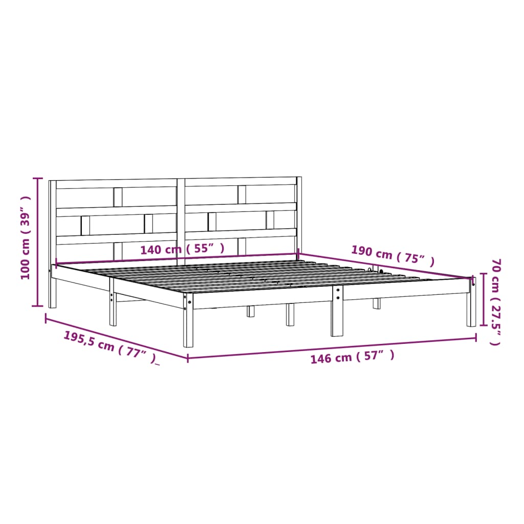 Bedframe massief grenenhout 140x190 cm is nu te koop bij PeponiXL, paradijselijk wonen!