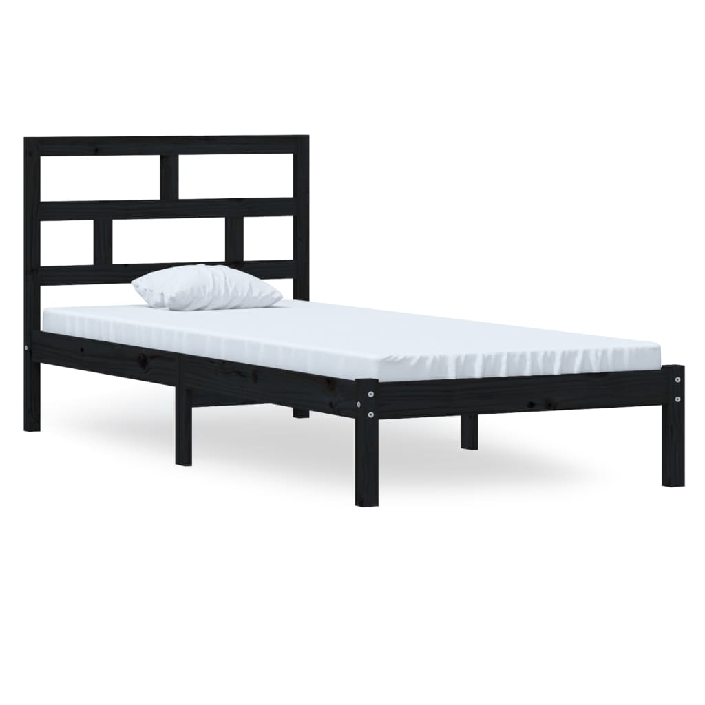 Bedframe massief grenenhout zwart 100x200 cm is nu te koop bij PeponiXL, paradijselijk wonen!