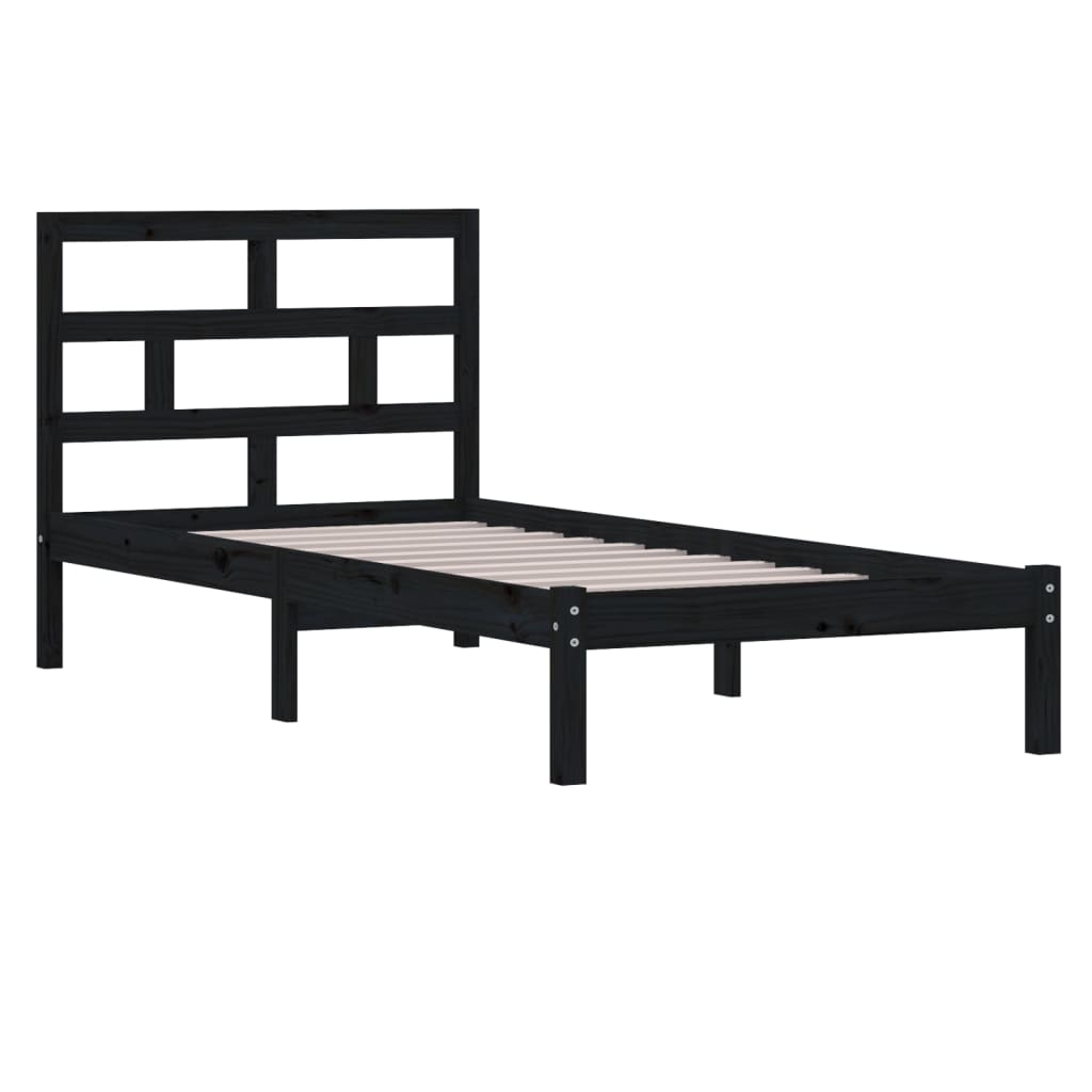 Bedframe massief grenenhout zwart 100x200 cm is nu te koop bij PeponiXL, paradijselijk wonen!