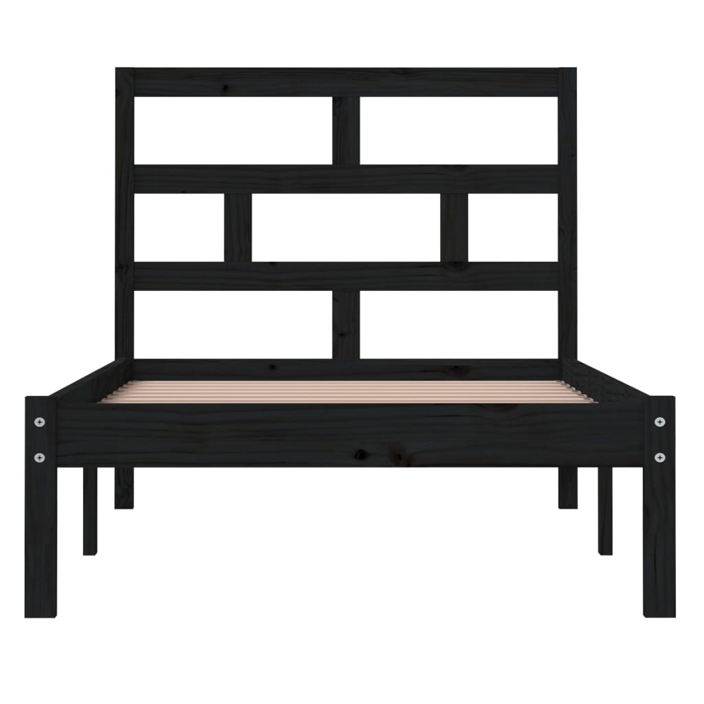Bedframe massief grenenhout zwart 100x200 cm is nu te koop bij PeponiXL, paradijselijk wonen!