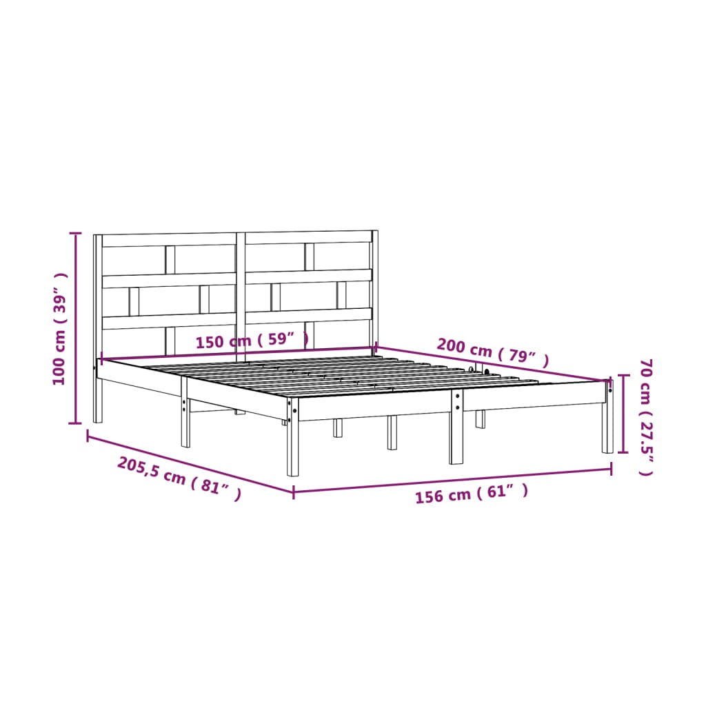 Bedframe massief hout wit 150x200 cm is nu te koop bij PeponiXL, paradijselijk wonen!