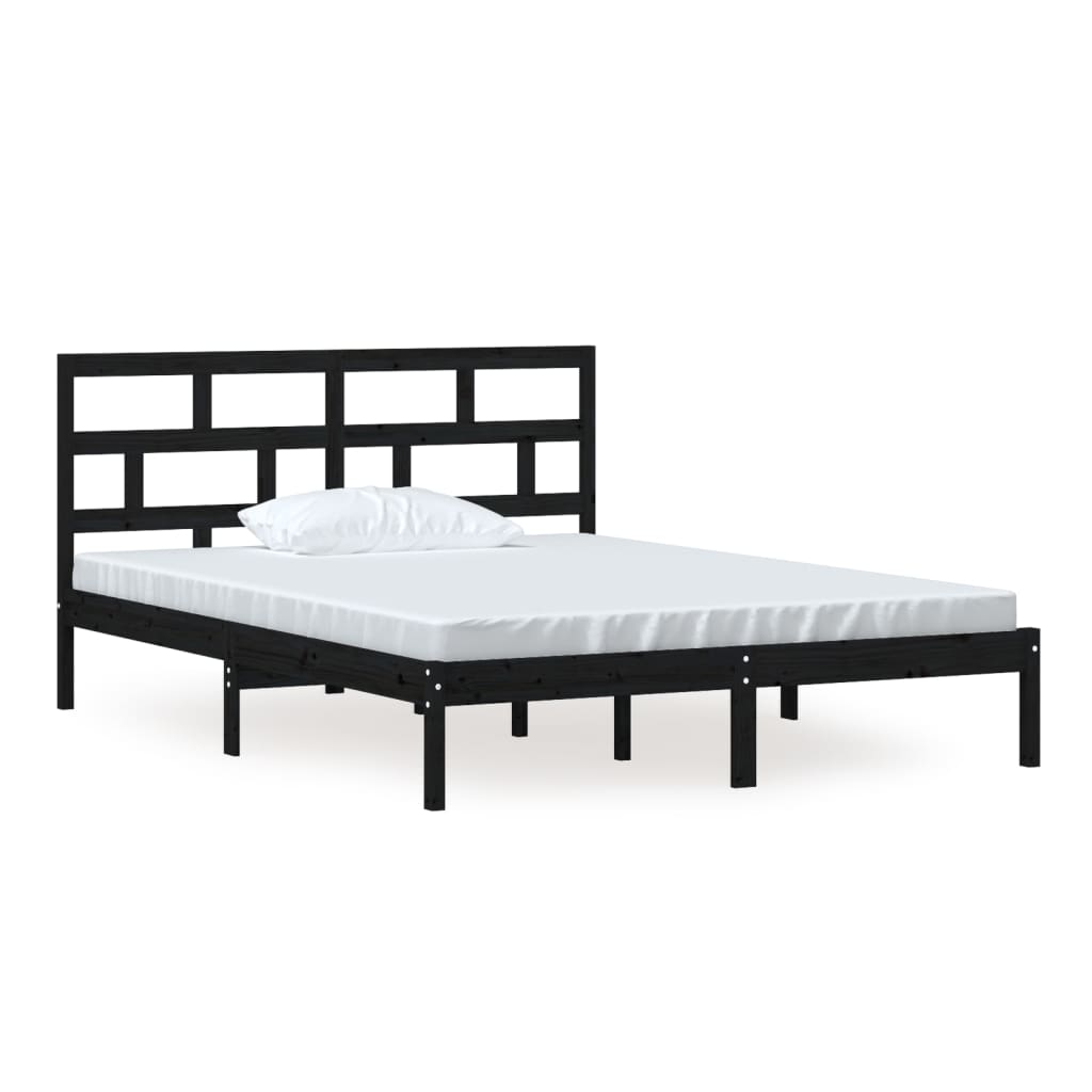 Bedframe massief hout zwart 150x200 cm is nu te koop bij PeponiXL, paradijselijk wonen!