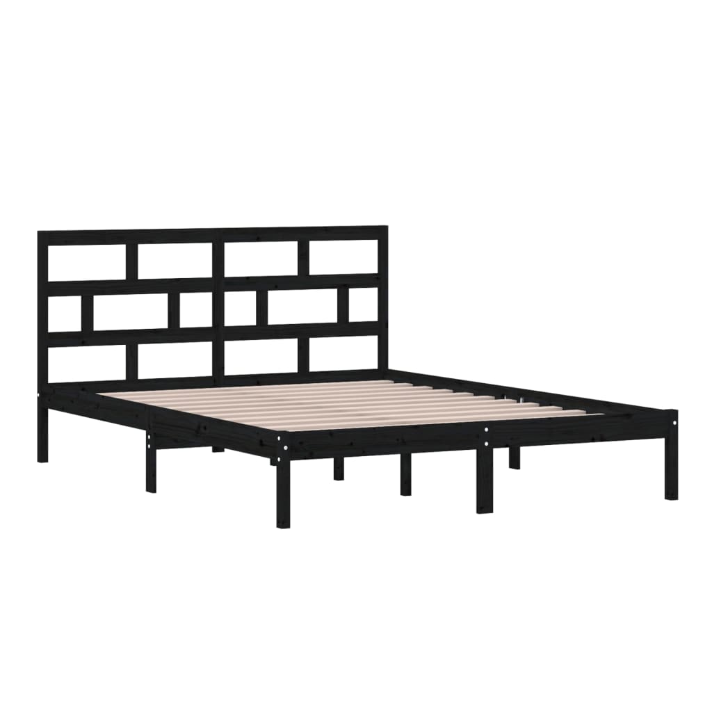 Bedframe massief hout zwart 150x200 cm is nu te koop bij PeponiXL, paradijselijk wonen!