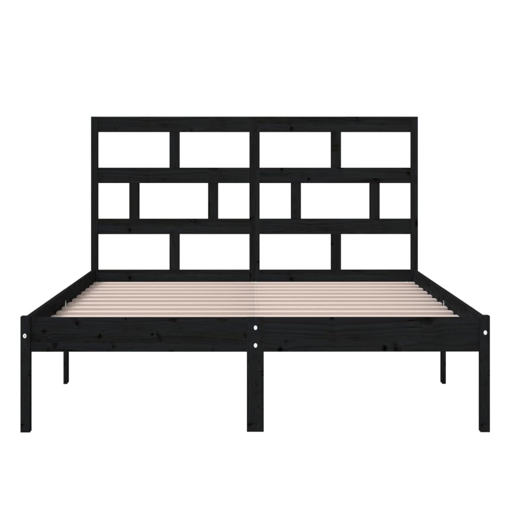 Bedframe massief hout zwart 150x200 cm is nu te koop bij PeponiXL, paradijselijk wonen!