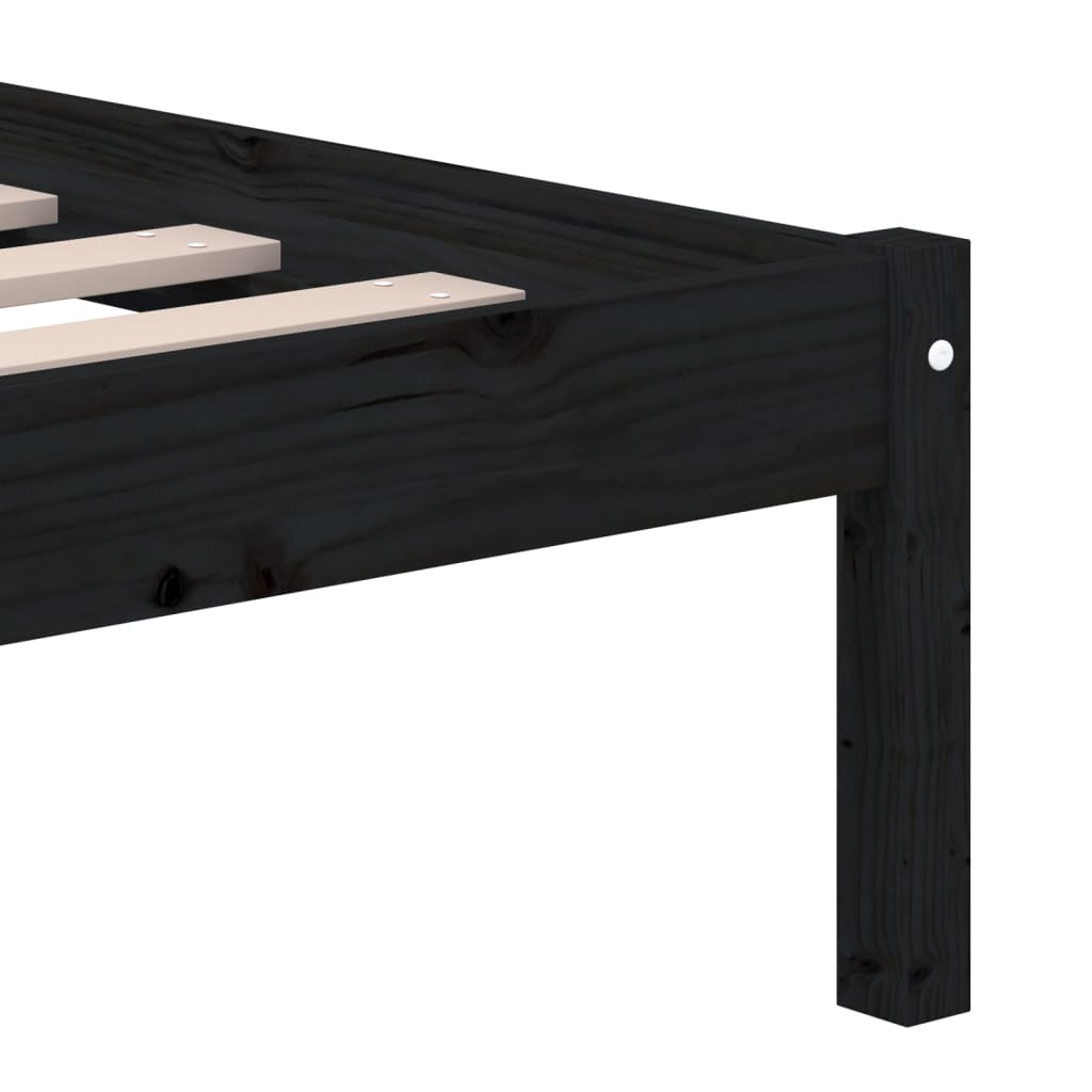 Bedframe massief hout zwart 150x200 cm is nu te koop bij PeponiXL, paradijselijk wonen!