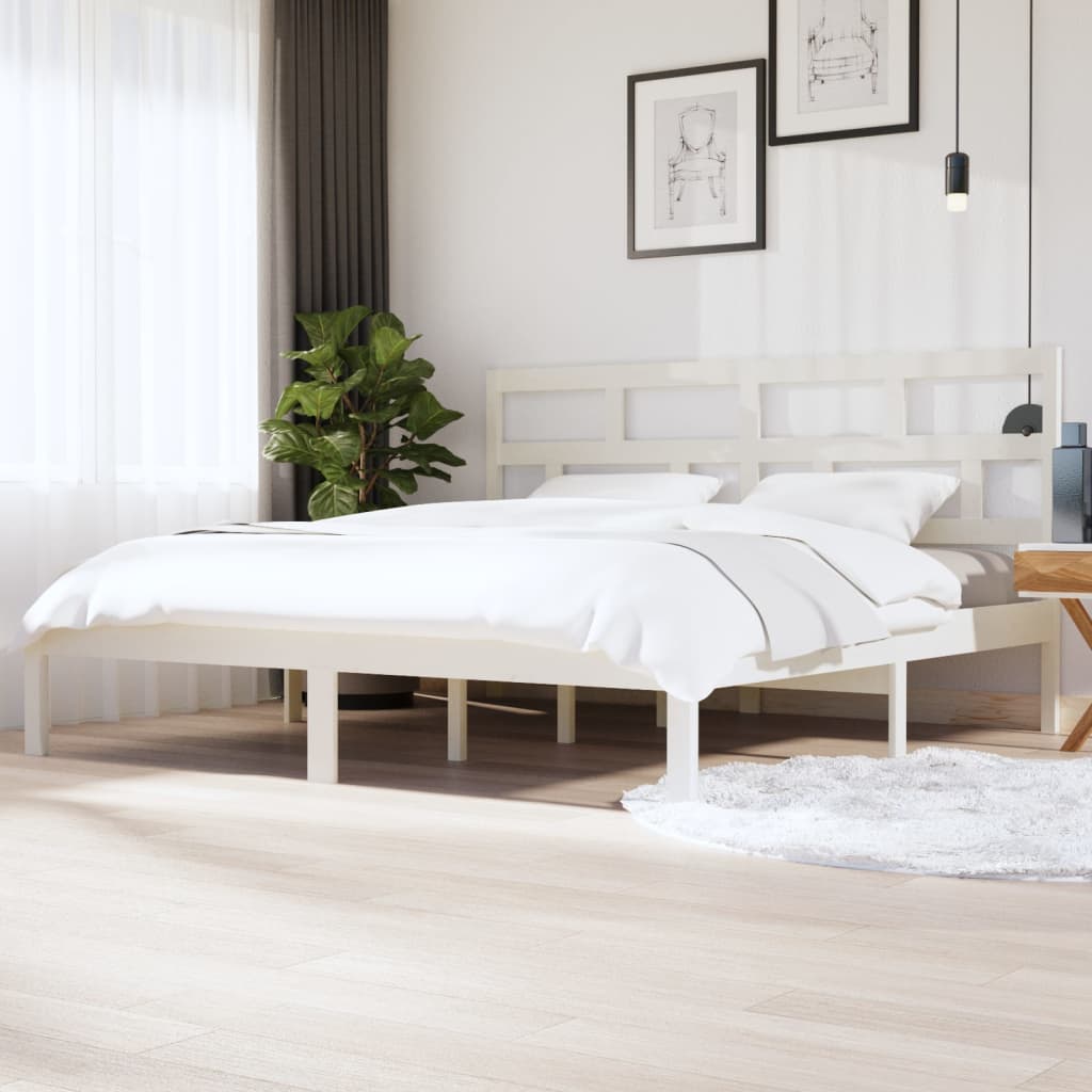 Bedframe massief grenenhout wit 200x200 cm is nu te koop bij PeponiXL, paradijselijk wonen!