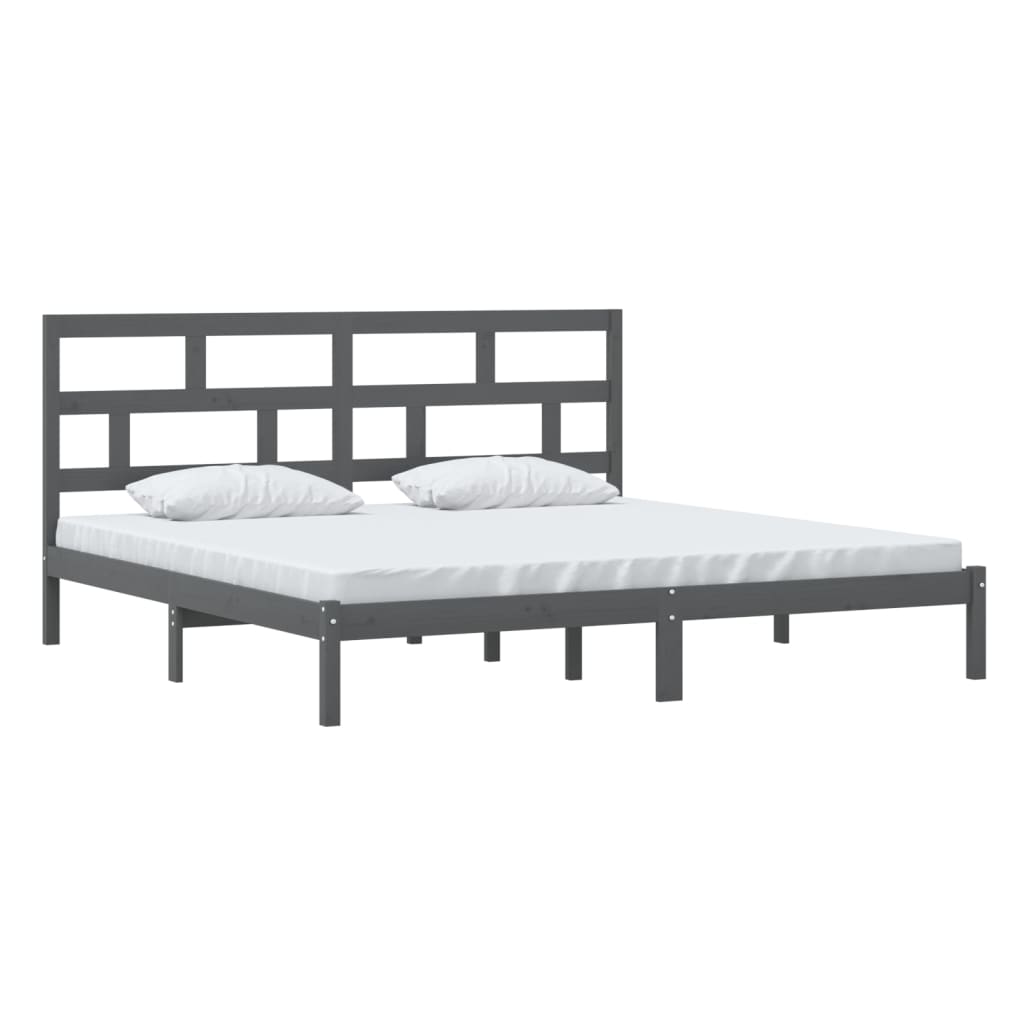 Bedframe massief grenenhout grijs 200x200 cm is nu te koop bij PeponiXL, paradijselijk wonen!