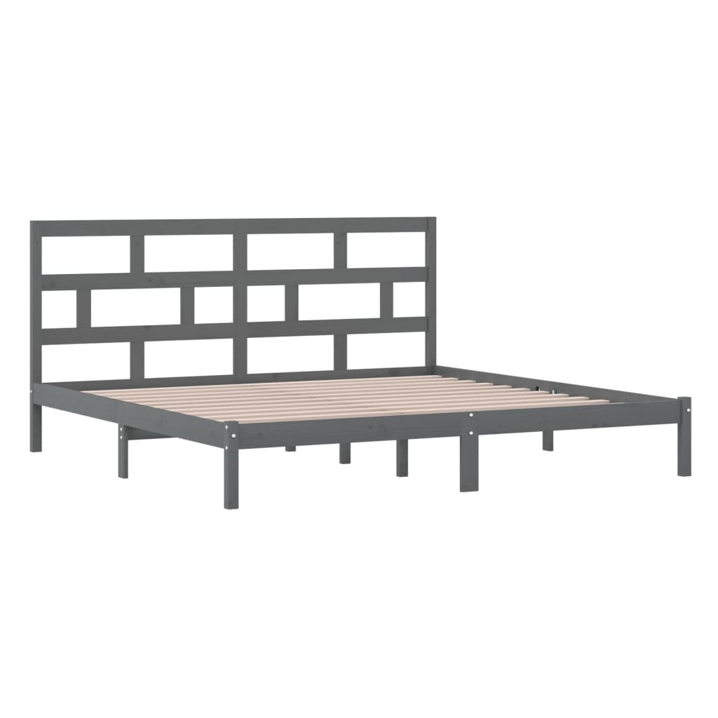 Bedframe massief grenenhout grijs 200x200 cm is nu te koop bij PeponiXL, paradijselijk wonen!