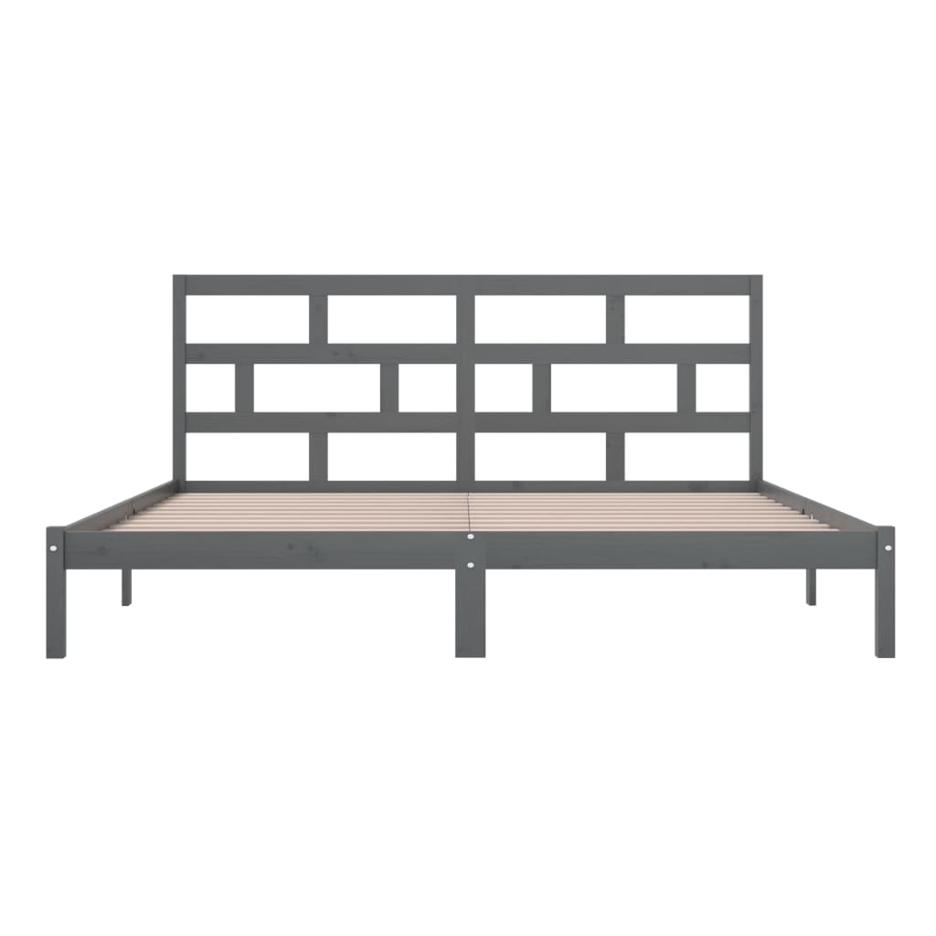 Bedframe massief grenenhout grijs 200x200 cm is nu te koop bij PeponiXL, paradijselijk wonen!