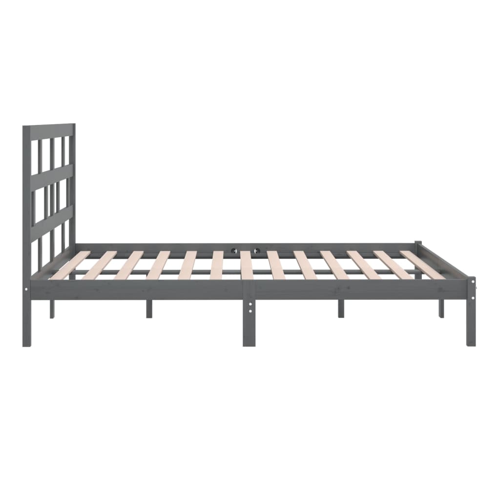 Bedframe massief grenenhout grijs 200x200 cm is nu te koop bij PeponiXL, paradijselijk wonen!