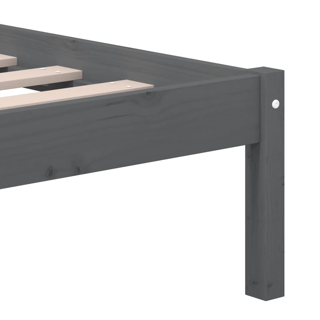 Bedframe massief grenenhout grijs 200x200 cm is nu te koop bij PeponiXL, paradijselijk wonen!