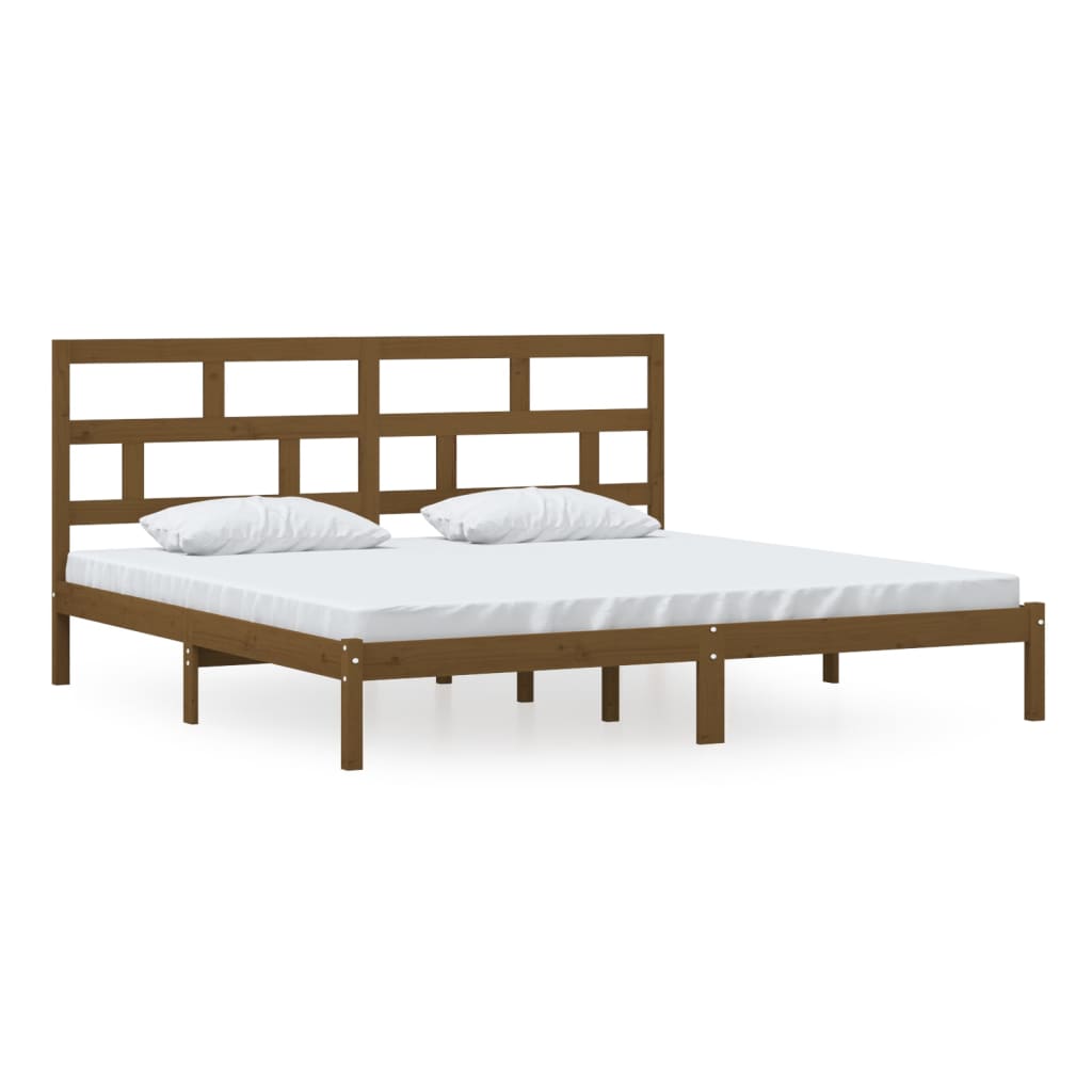 Bedframe massief grenenhout honingbruin 200x200 cm is nu te koop bij PeponiXL, paradijselijk wonen!