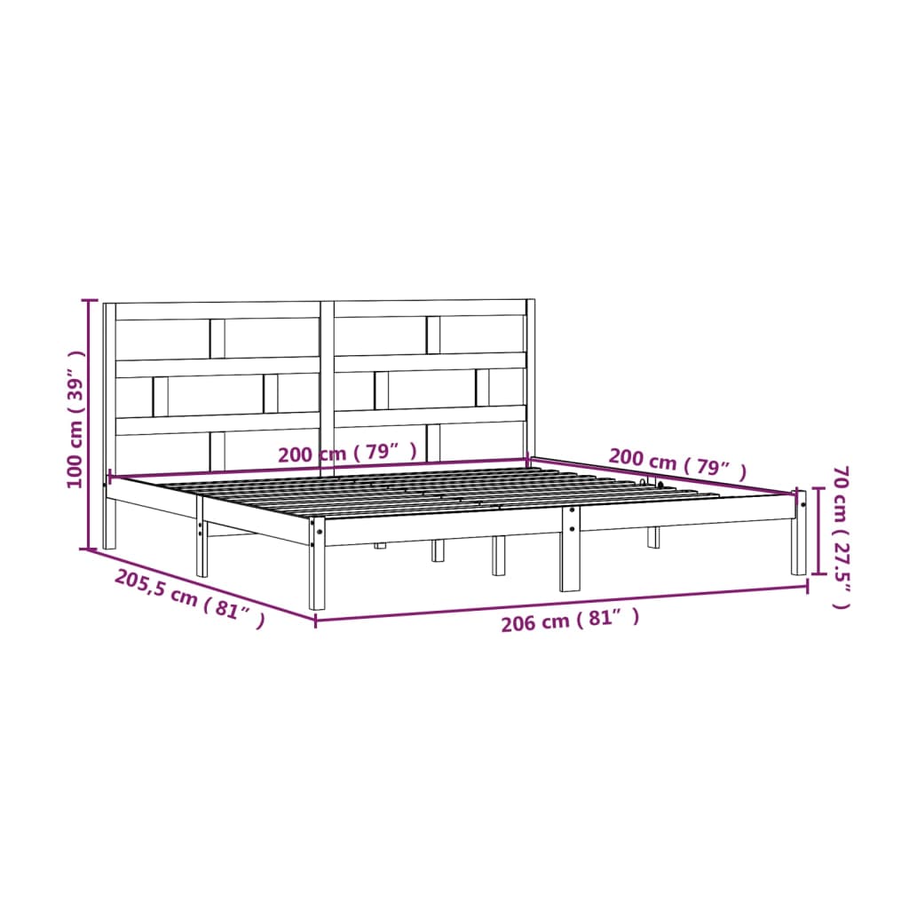 Bedframe massief grenenhout honingbruin 200x200 cm is nu te koop bij PeponiXL, paradijselijk wonen!