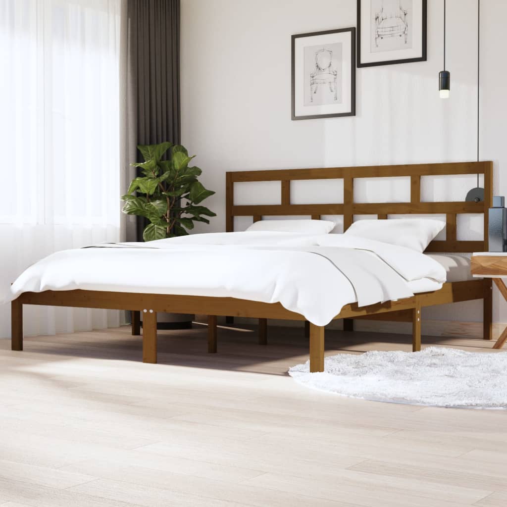 Bedframe massief grenenhout honingbruin 200x200 cm is nu te koop bij PeponiXL, paradijselijk wonen!