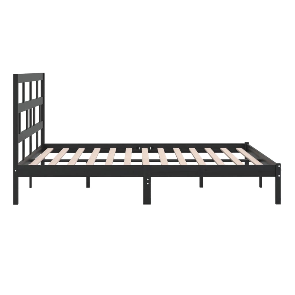 Bedframe massief grenenhout zwart 200x200 cm is nu te koop bij PeponiXL, paradijselijk wonen!