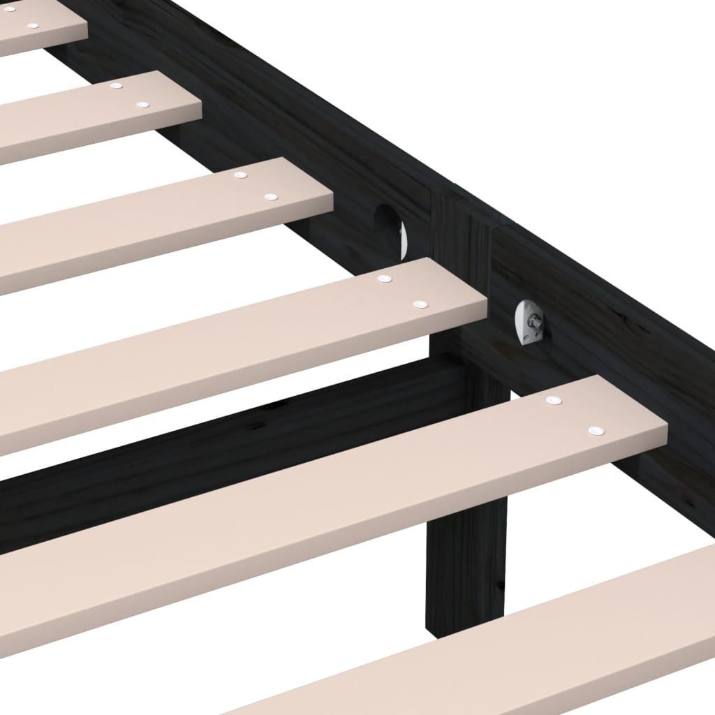 Bedframe massief grenenhout zwart 200x200 cm is nu te koop bij PeponiXL, paradijselijk wonen!
