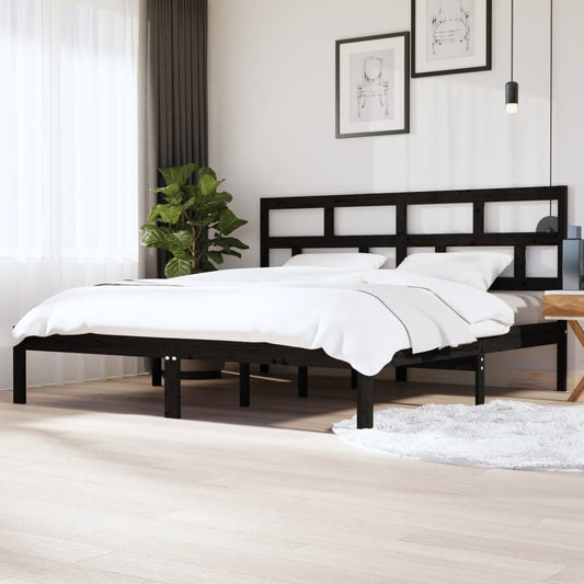 Bedframe massief grenenhout zwart 200x200 cm is nu te koop bij PeponiXL, paradijselijk wonen!