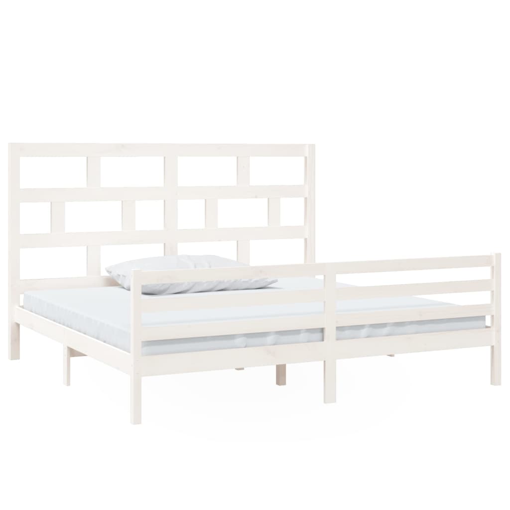 Bedframe massief grenenhout wit 200x200 cm is nu te koop bij PeponiXL, paradijselijk wonen!