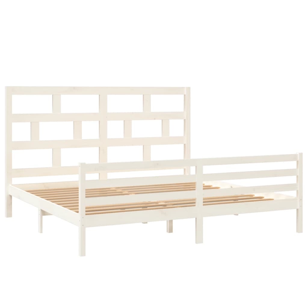 Bedframe massief grenenhout wit 200x200 cm is nu te koop bij PeponiXL, paradijselijk wonen!