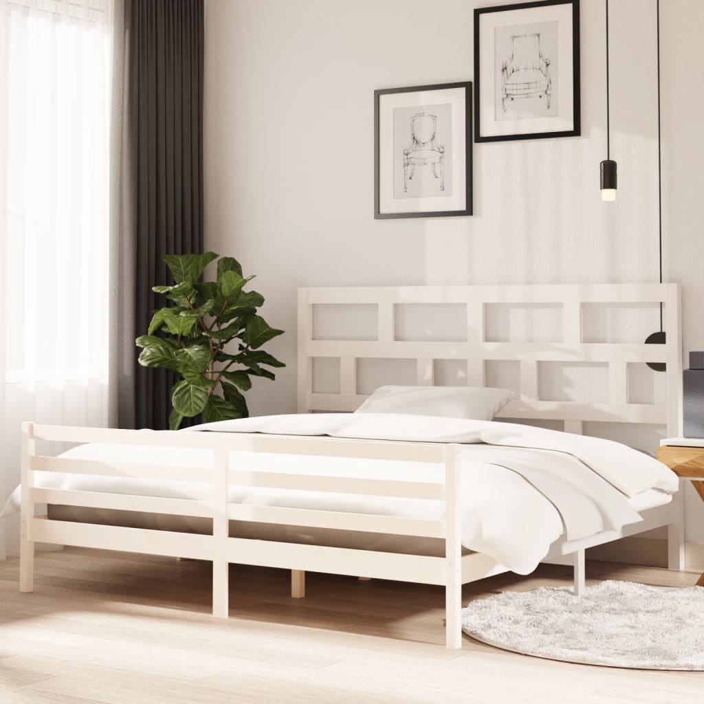 Bedframe massief grenenhout wit 200x200 cm is nu te koop bij PeponiXL, paradijselijk wonen!