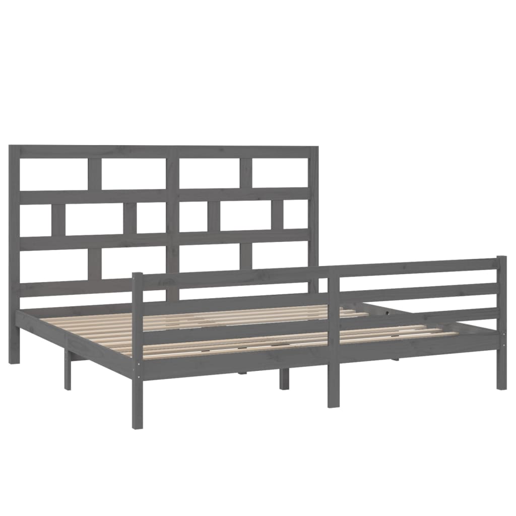 Bedframe massief grenenhout grijs 200x200 cm is nu te koop bij PeponiXL, paradijselijk wonen!