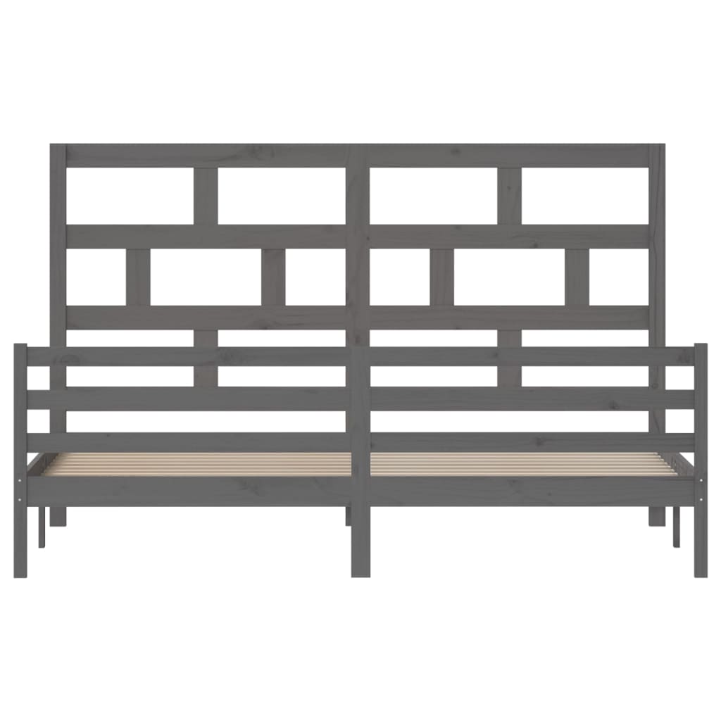 Bedframe massief grenenhout grijs 200x200 cm is nu te koop bij PeponiXL, paradijselijk wonen!