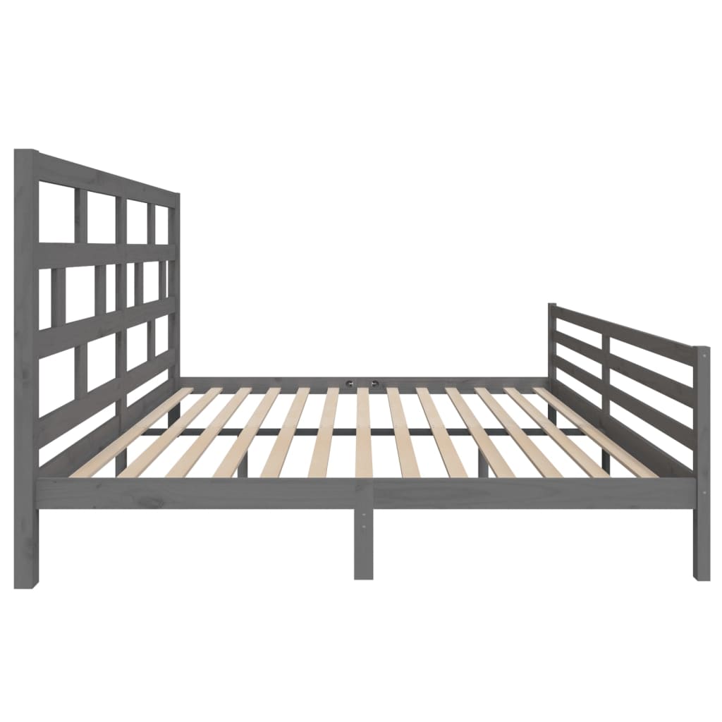 Bedframe massief grenenhout grijs 200x200 cm is nu te koop bij PeponiXL, paradijselijk wonen!