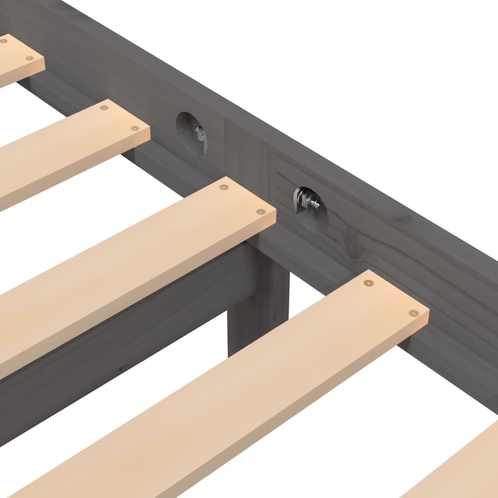 Bedframe massief grenenhout grijs 200x200 cm is nu te koop bij PeponiXL, paradijselijk wonen!