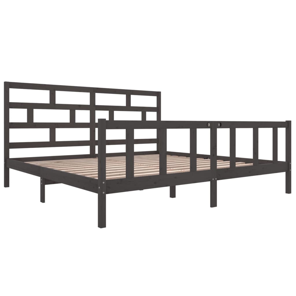 Bedframe massief grenenhout grijs 200x200 cm is nu te koop bij PeponiXL, paradijselijk wonen!