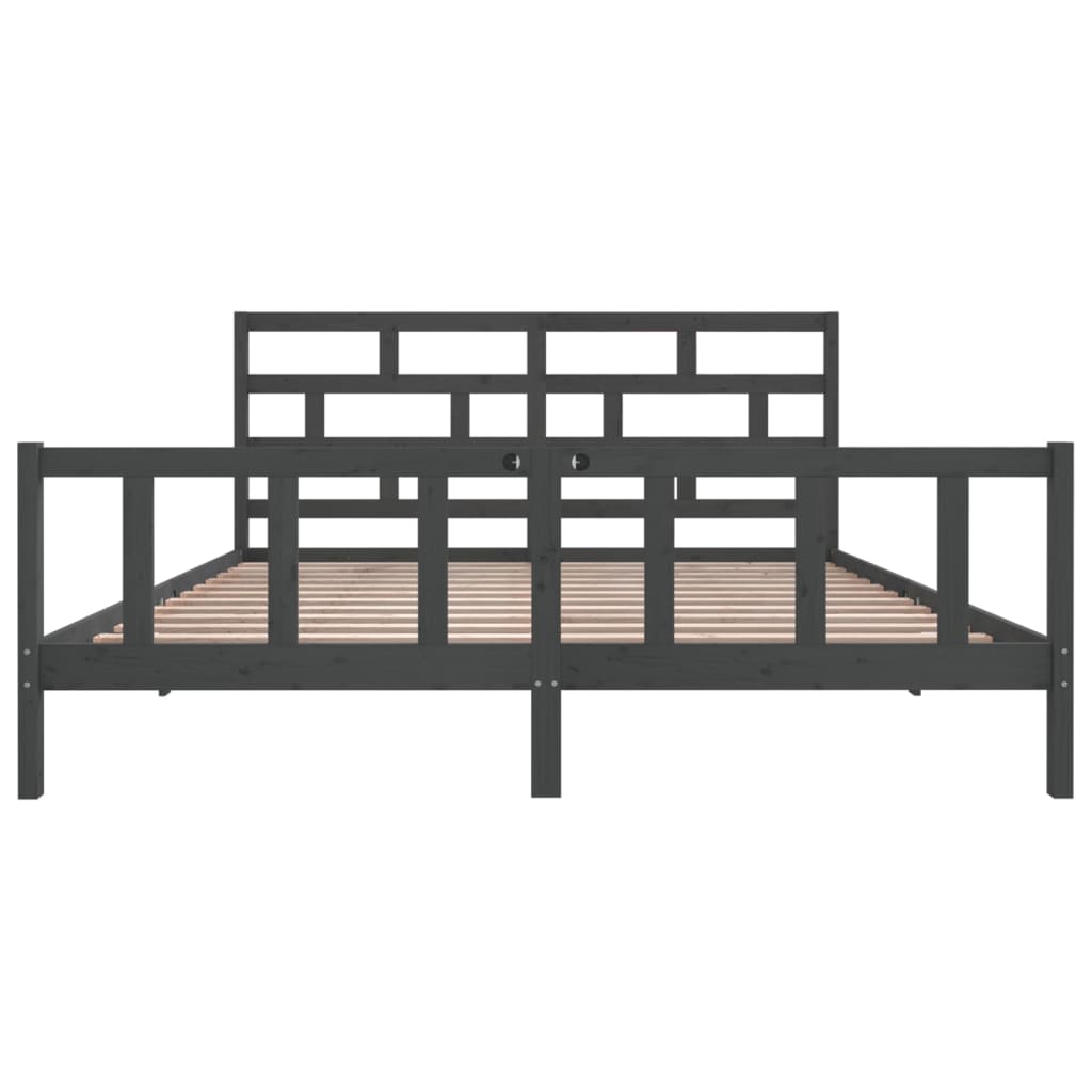 Bedframe massief grenenhout grijs 200x200 cm is nu te koop bij PeponiXL, paradijselijk wonen!