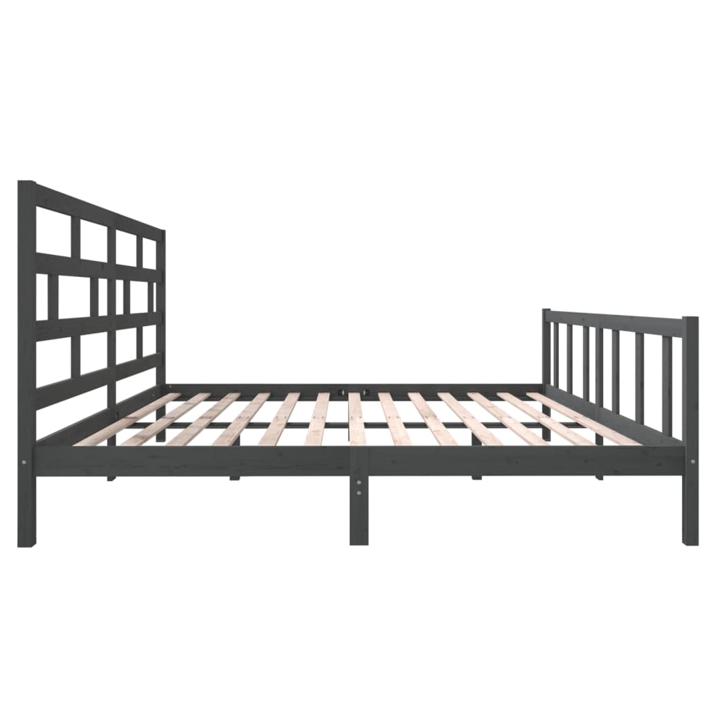 Bedframe massief grenenhout grijs 200x200 cm is nu te koop bij PeponiXL, paradijselijk wonen!