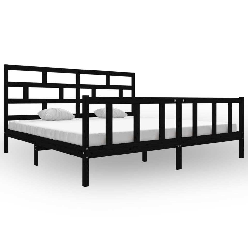 Bedframe massief grenenhout zwart 200x200 cm is nu te koop bij PeponiXL, paradijselijk wonen!