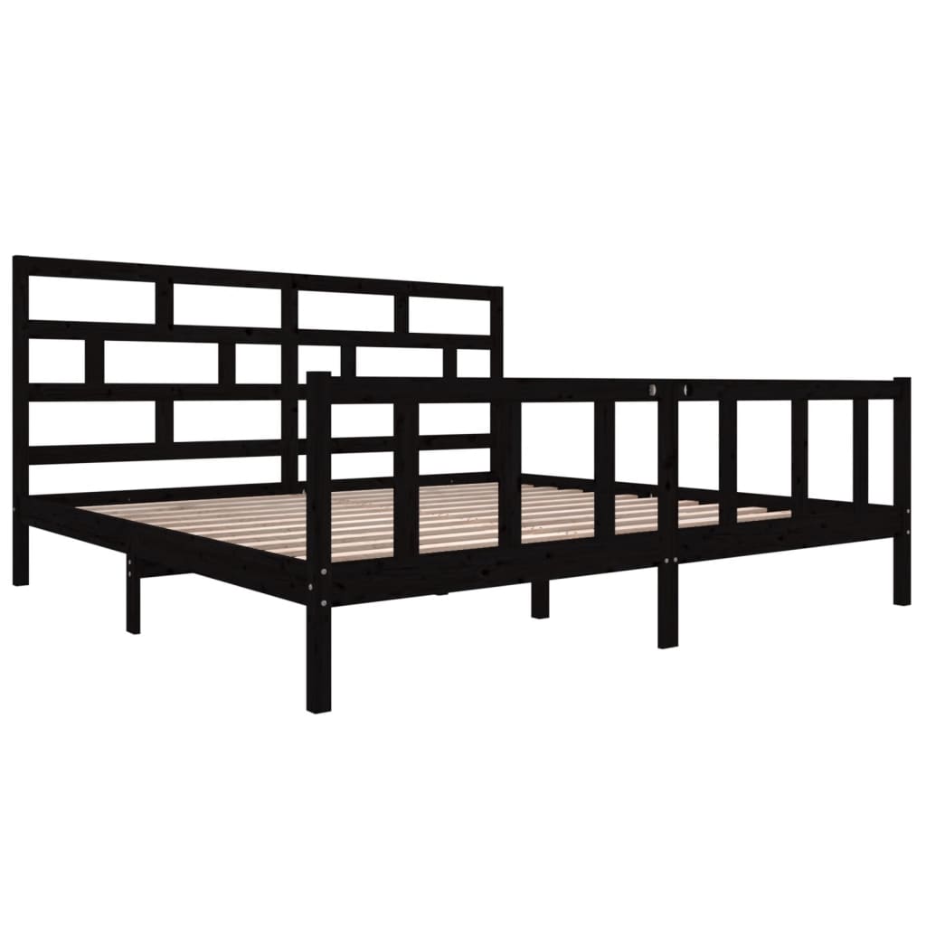 Bedframe massief grenenhout zwart 200x200 cm is nu te koop bij PeponiXL, paradijselijk wonen!