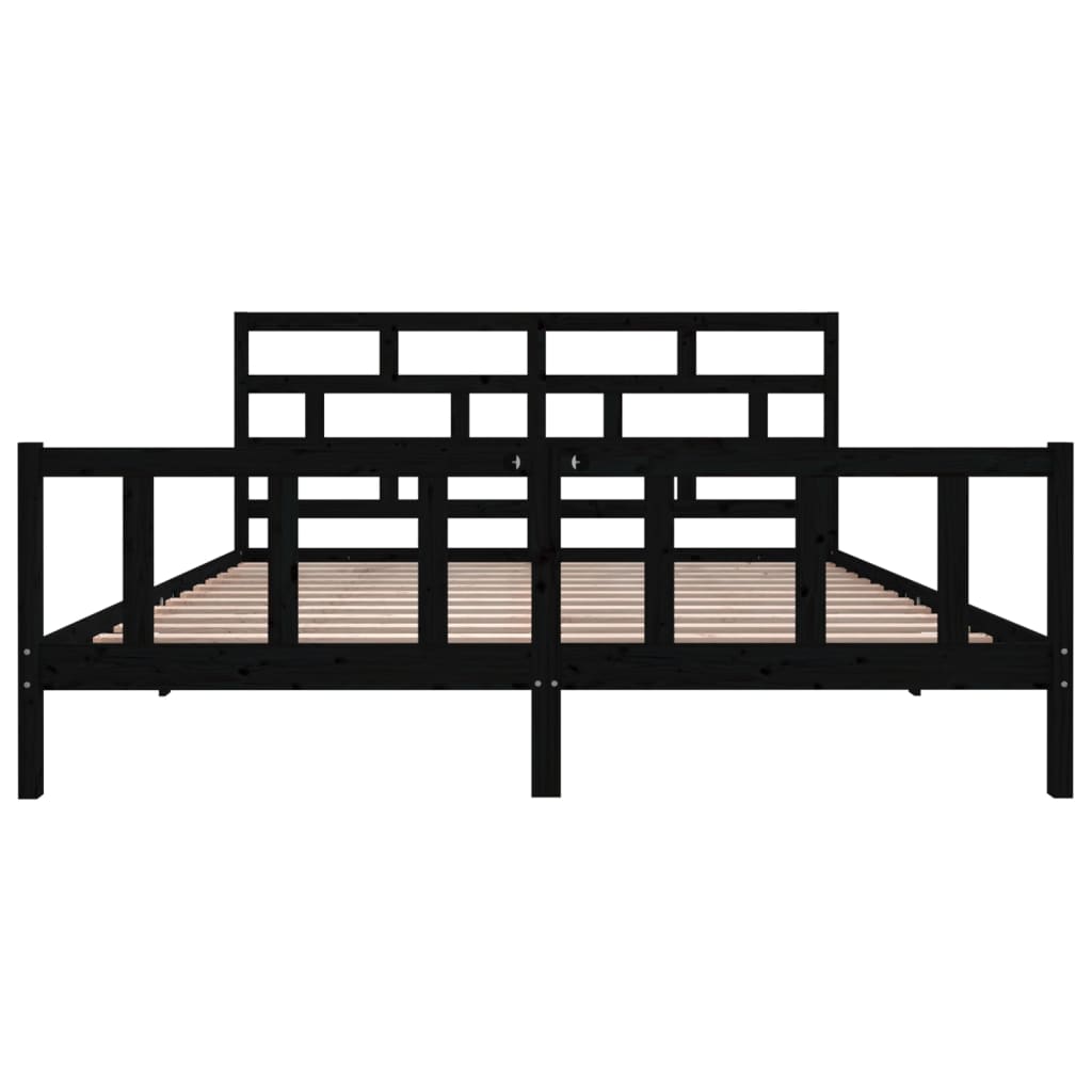 Bedframe massief grenenhout zwart 200x200 cm is nu te koop bij PeponiXL, paradijselijk wonen!