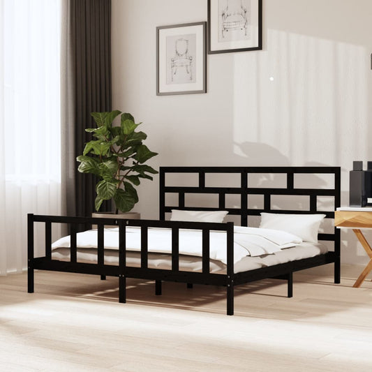 Bedframe massief grenenhout zwart 200x200 cm is nu te koop bij PeponiXL, paradijselijk wonen!