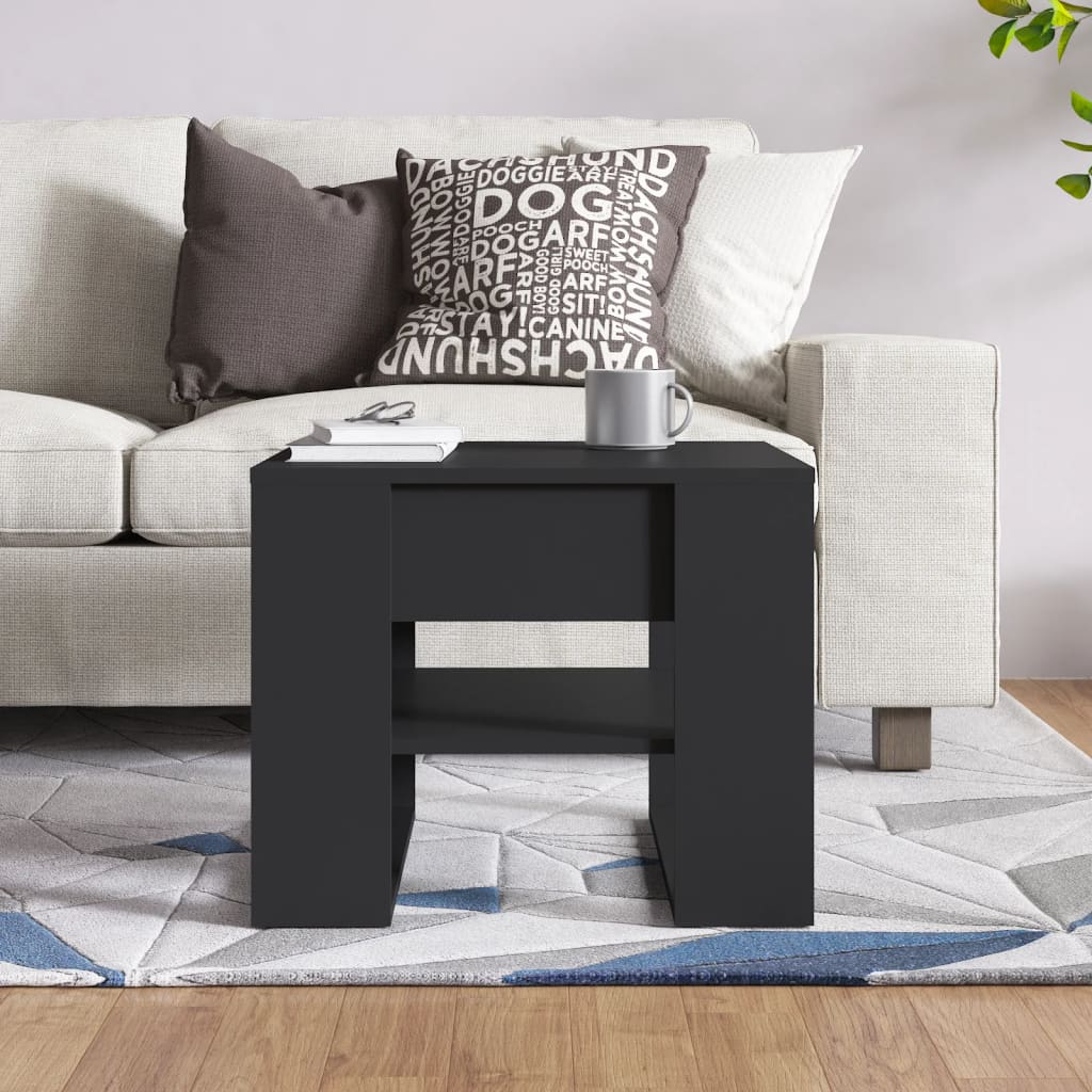 Salontafel 55,5x55x45 cm bewerkt hout zwart is nu te koop bij PeponiXL, paradijselijk wonen!